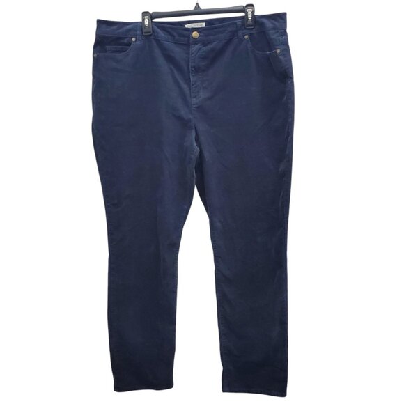 Coldwater Creek Woman's Dark Navy Blue Straight‎ Leg Corduroy Pants Plus Size 18 - Picture 1 of 6